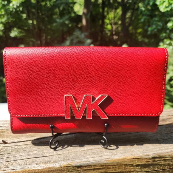 Michael Kors Handbags - Michael Kors Florence Vibrant Red Large Billfold leather wallet NWOT